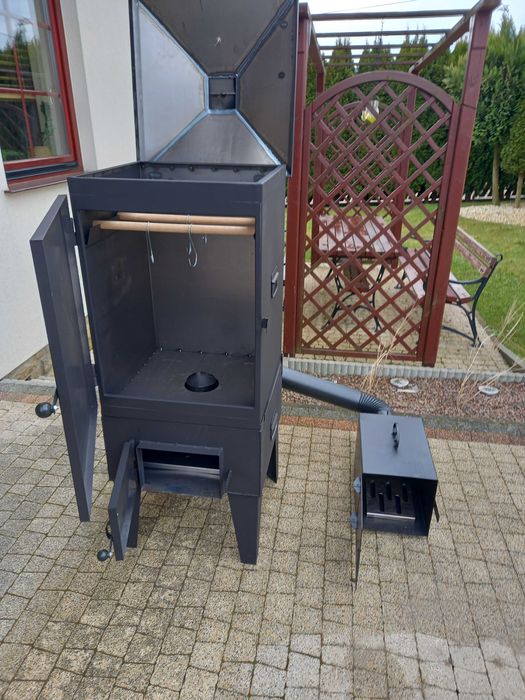 Wędzarnia metalowa ogrodowa XXL - dwa paleniska - Nowość !