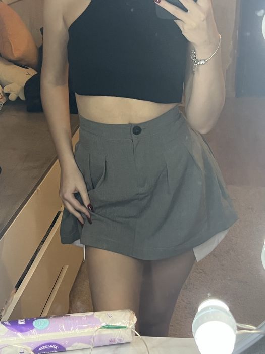 Серая Мини юбка OCEAN