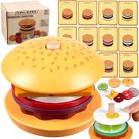 Burger Drewniany Restauracja Układanka Montessori Sorter 8 el. 10 Kart