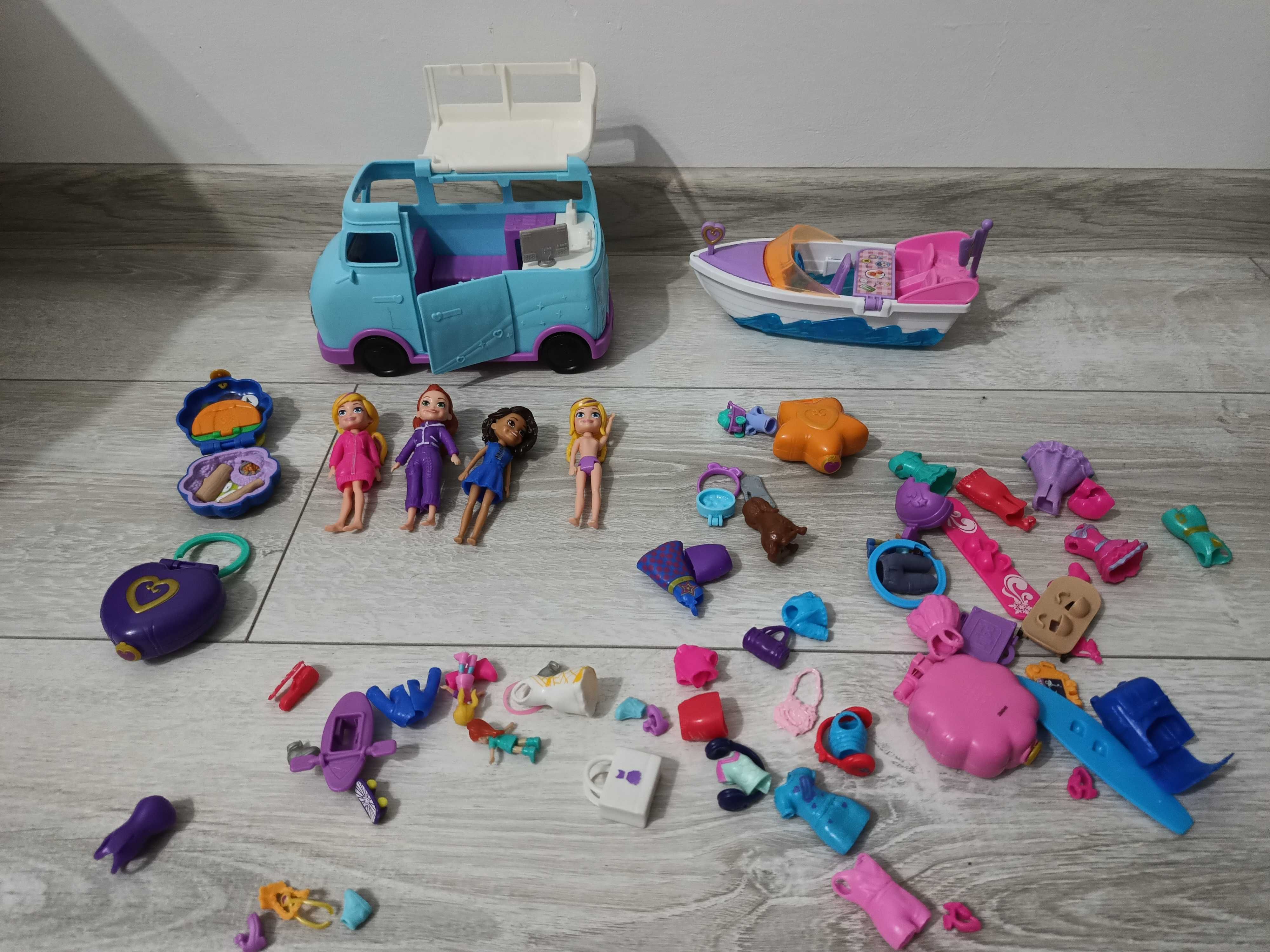 Figurki Polly pocket motorówka + kamper