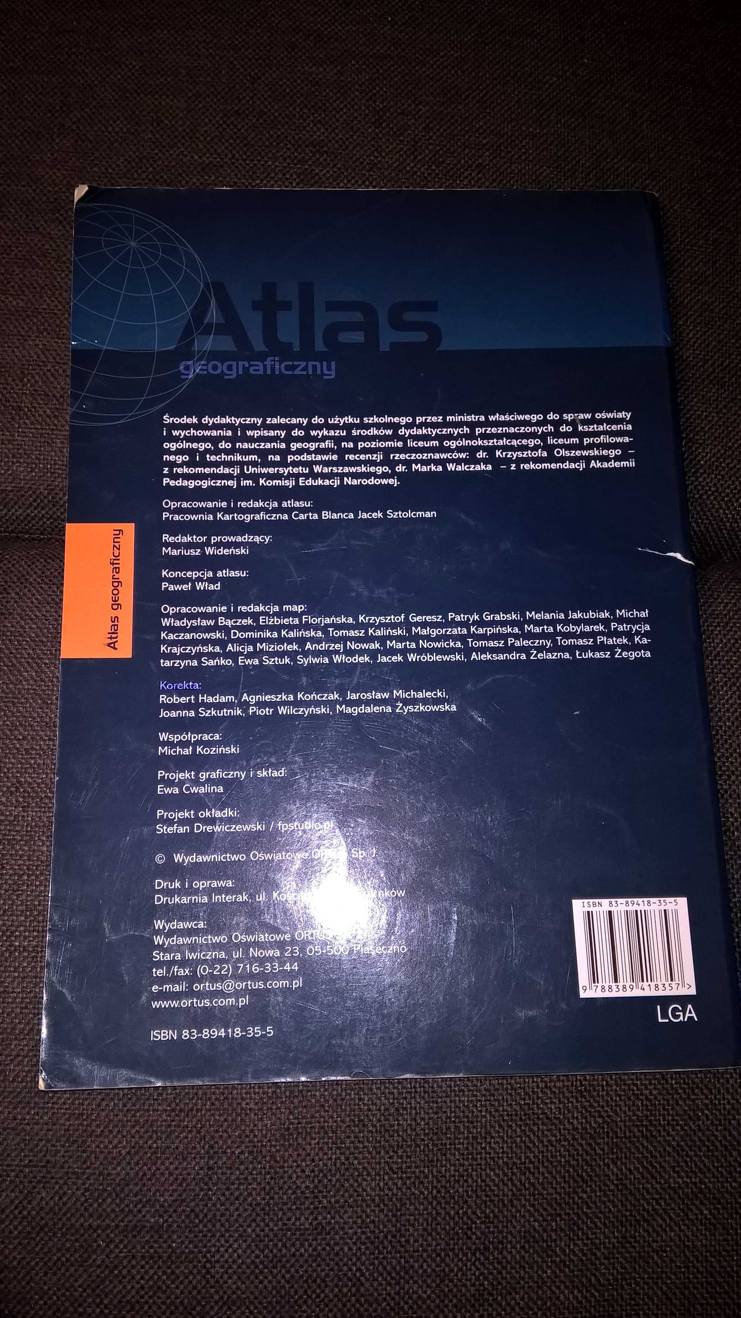 Atlas geograficzny dla liceum ogólnokształcącego, liceum profilowanego
