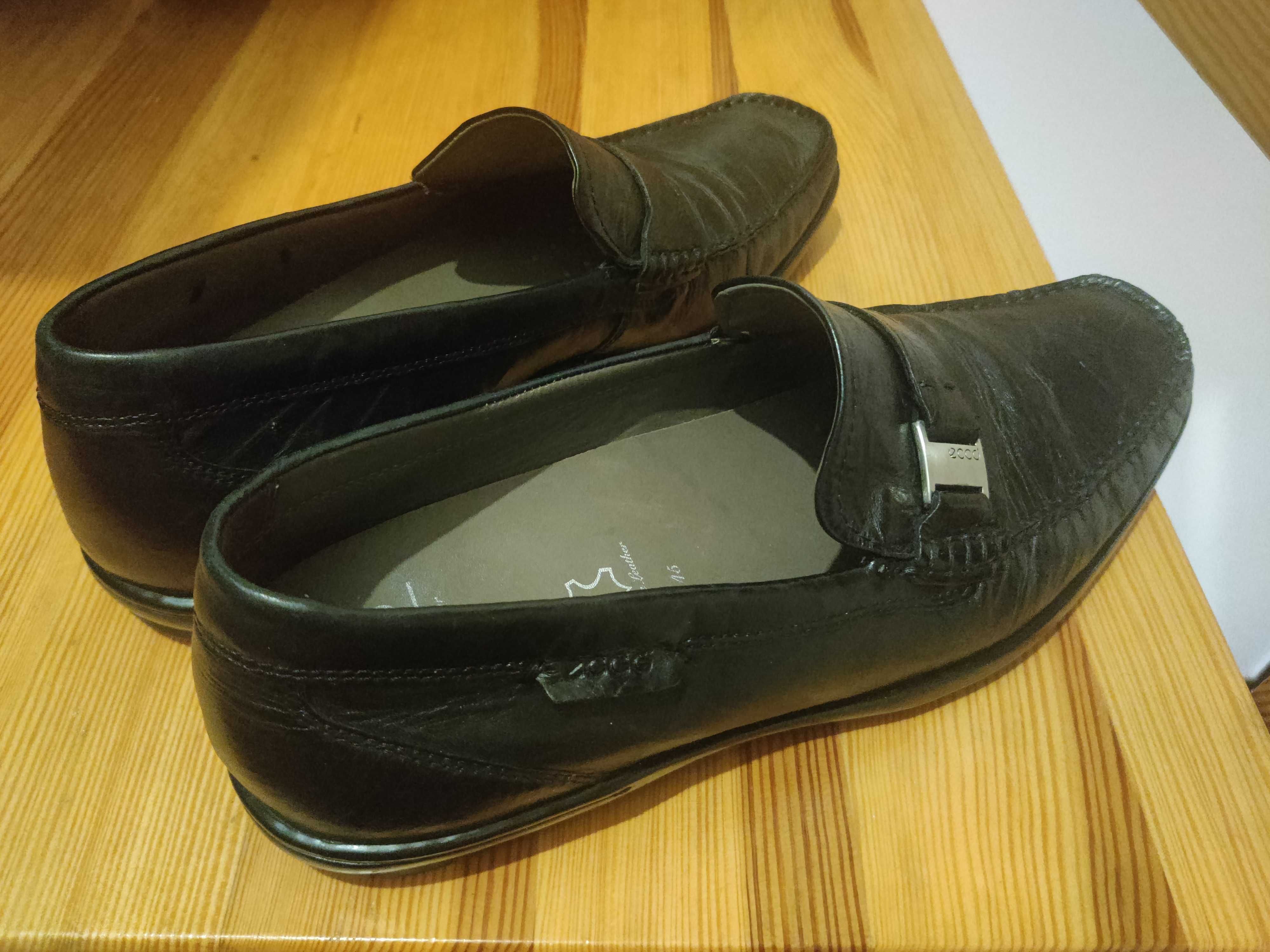 Ecco, czarne skórzane mokasyny, rozm. 45, in. Timberland