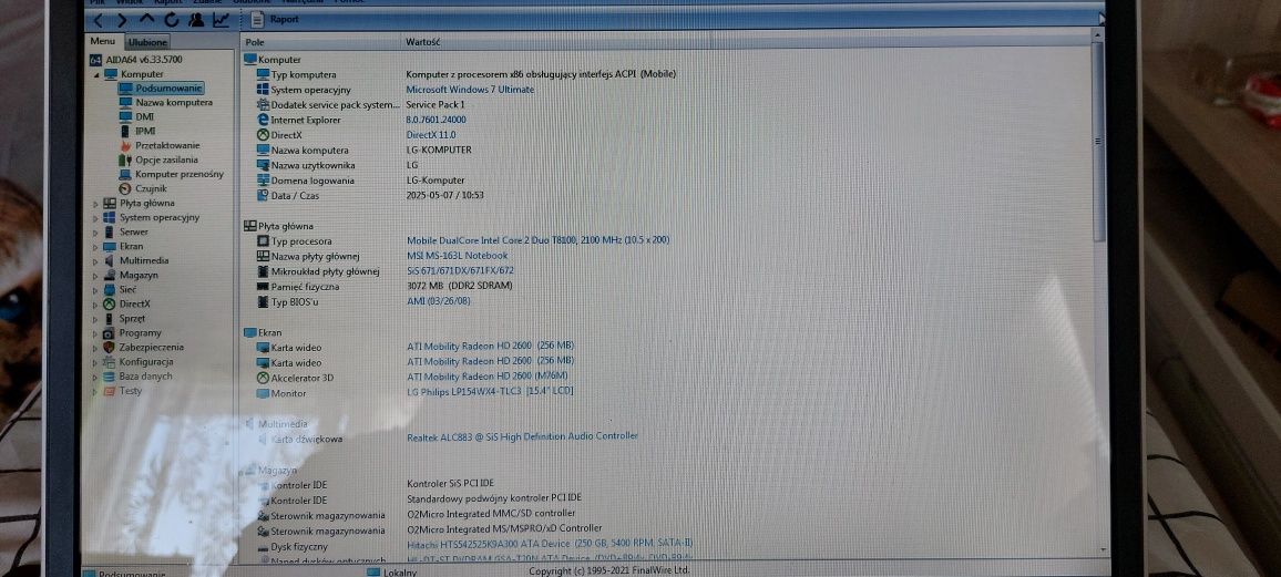 LG LGE50 Core2Duo 2100MHz .Ram4Gb, Hdd\250GB, Gwarancja