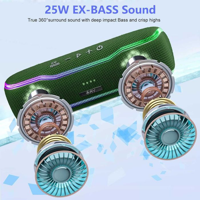 Głośnik bezprzewodowy AY AY-SPKF10 LED IPX7 BLUETOOTH 5.3 zielony