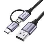Kabel Ugreen 2W1 Usb-C I Microusb 1M 2.4A Szybkie Ładowanie Czarny