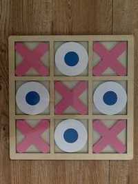 Gra drewniana kółko i krzyżyk różowa biała 30x30