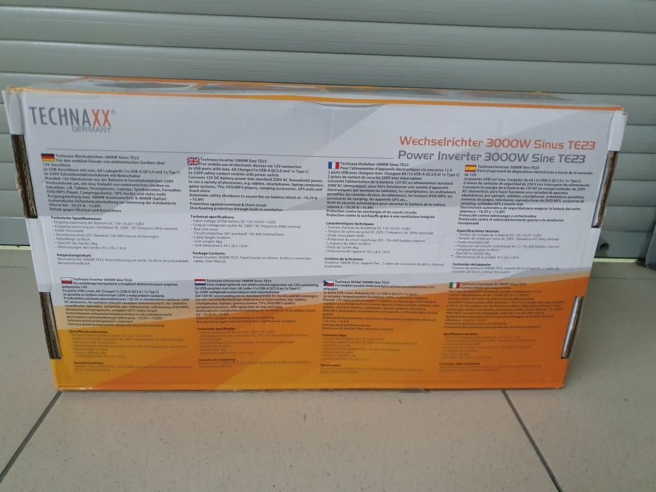 инвертор 3 Квт Technaxx TE23 с ЖК-дисплеем, Чистый синус. Германия.