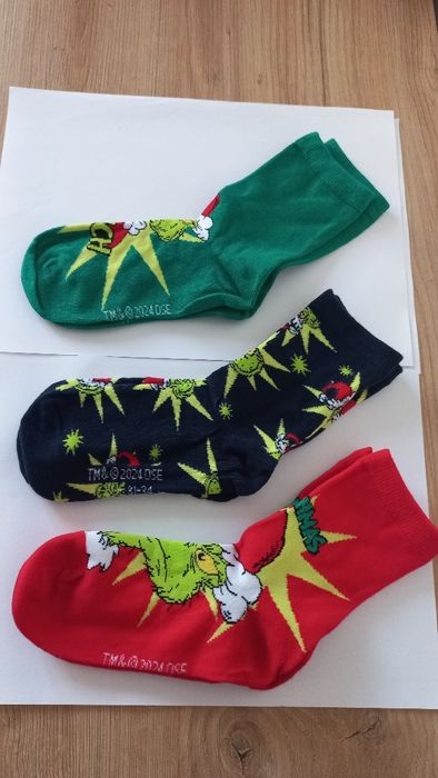 Skarpetki dziecięce świąteczne The Grinch rozmiar 31-34 3pak
