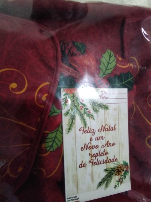 Conjunto avental, pega e luva de Natal, novo com embalagem.