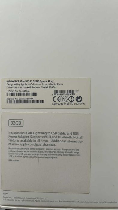 Планшет iPad Air A1474 32 GB з оригінальним дротом і чохлом