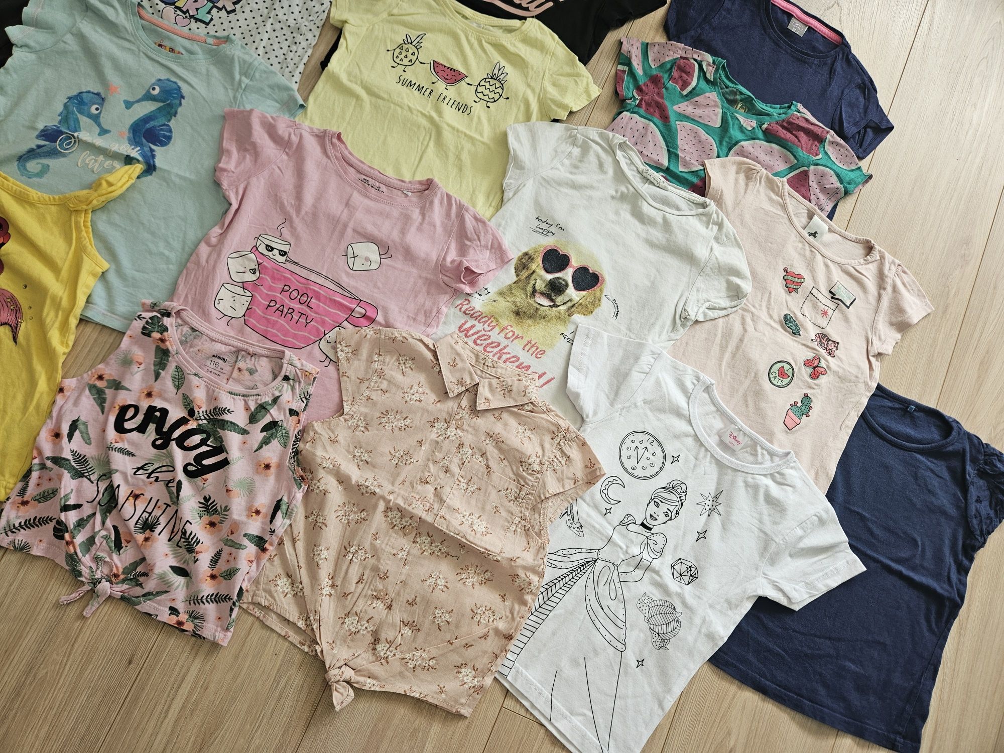 T-shirty/ bluzki z krótkim rękawem roz.116, 16 sztuk