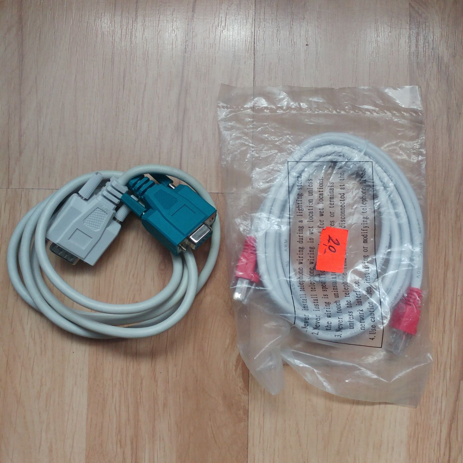 Kabel do komputera COM 1,5m i do internetu RJ45.