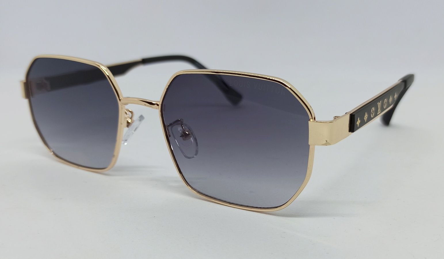 Louis Vuitton очки унисекс стильные серый градиент в золот метал оправ