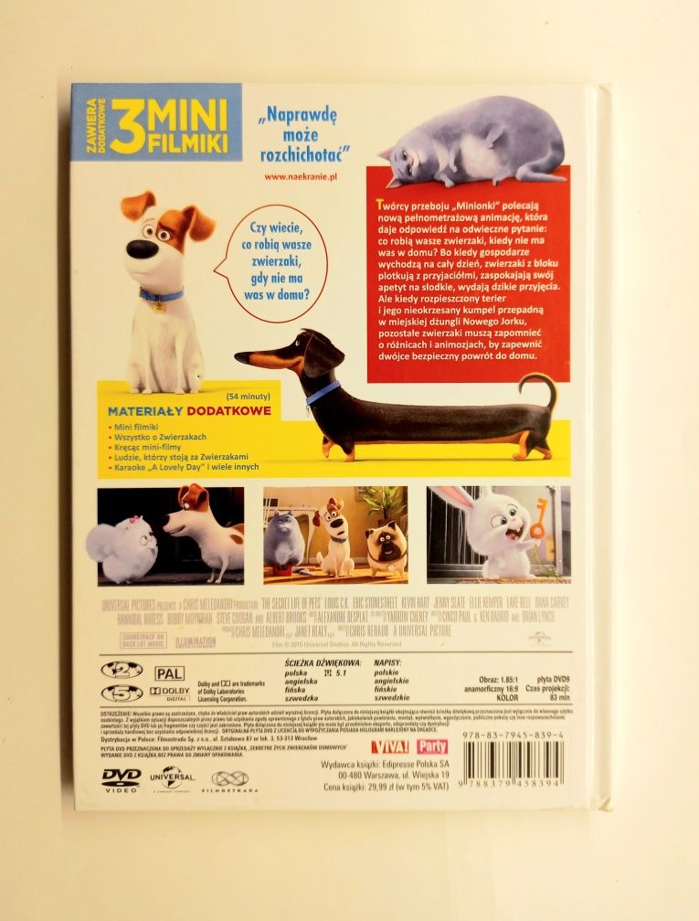 DVD Sekretne życie zwierzaków domowych płyta film gra dzieci dla