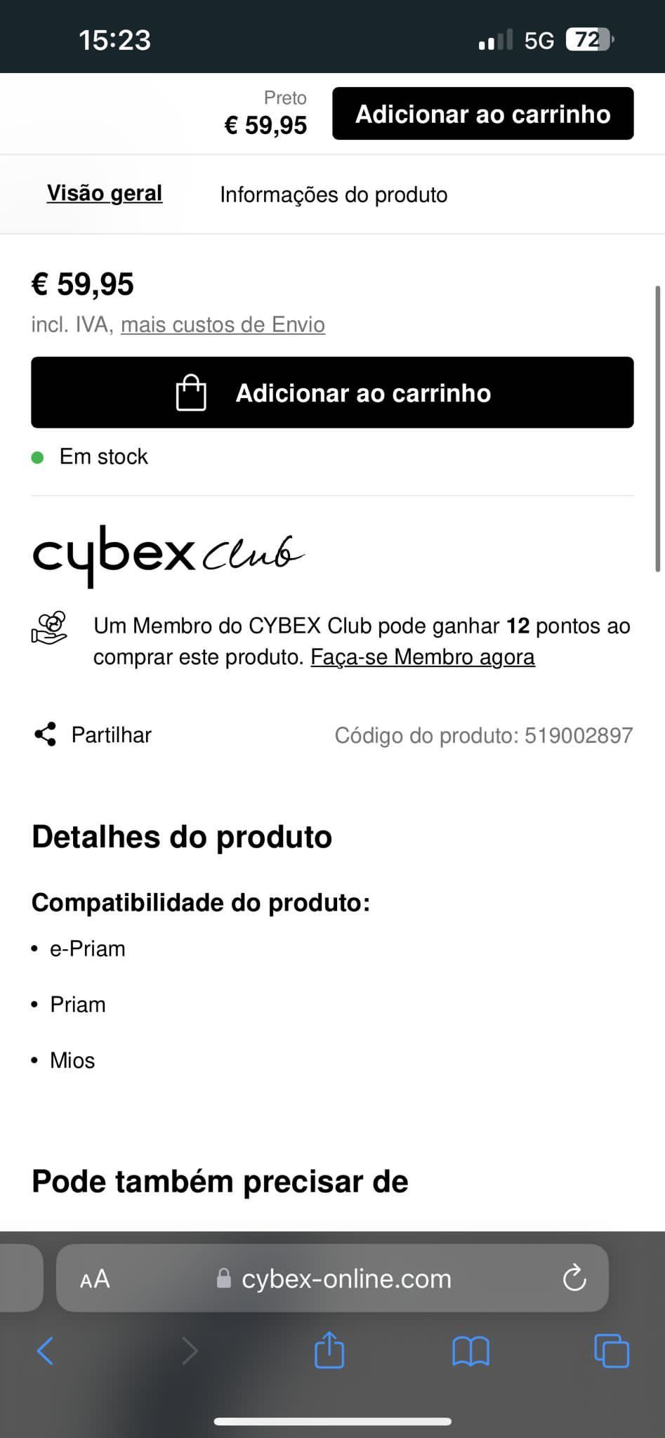 Cybex tabuleiro de refeições