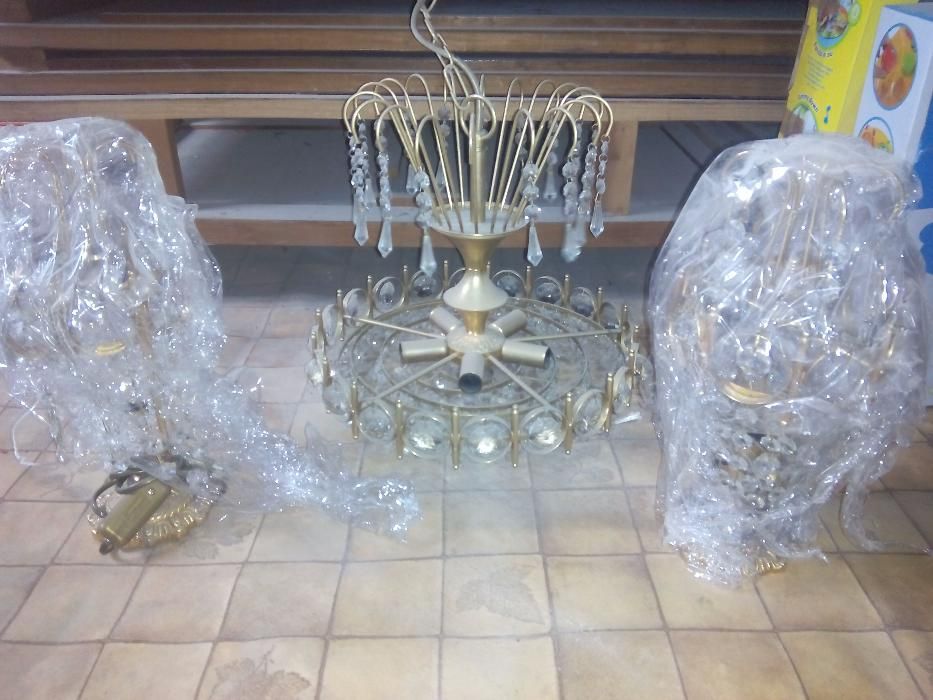 Candeeiro Cristal VTG+ 2 Apliques de mesa Cabeceira