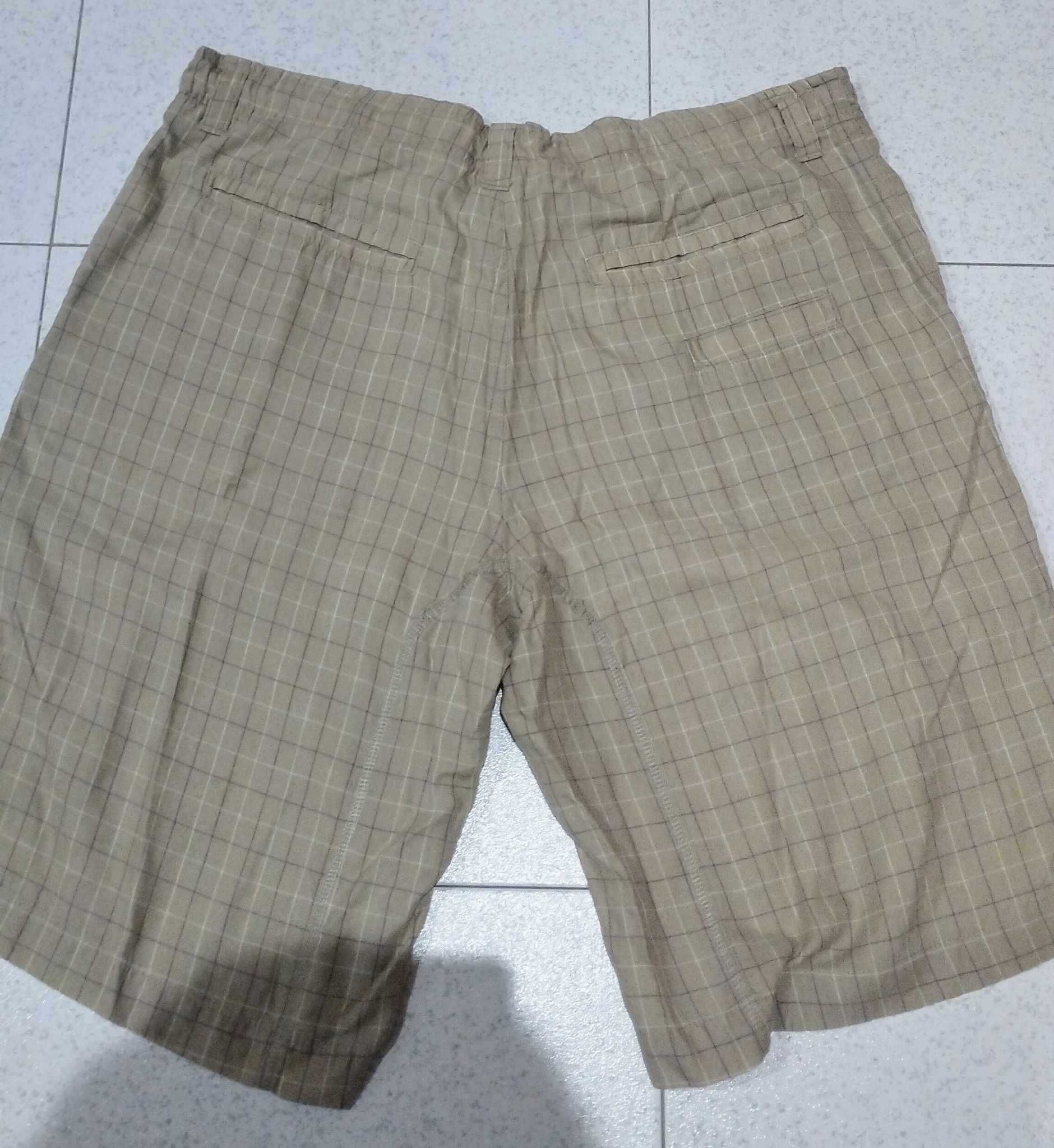 Calções Compridos Vintage (NIKE) - XL (Bege com riscas brancas e roxas