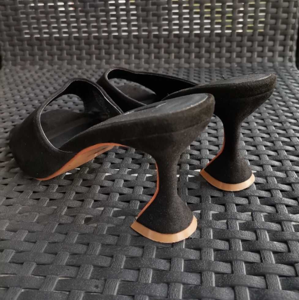 Klapki damskie na obasie czarne modne 41