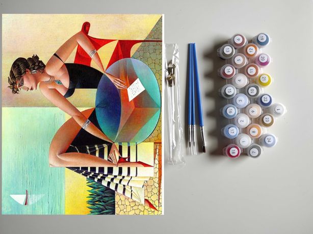 " kobieta ławka plaża 941 " obraz do malowania po numerach