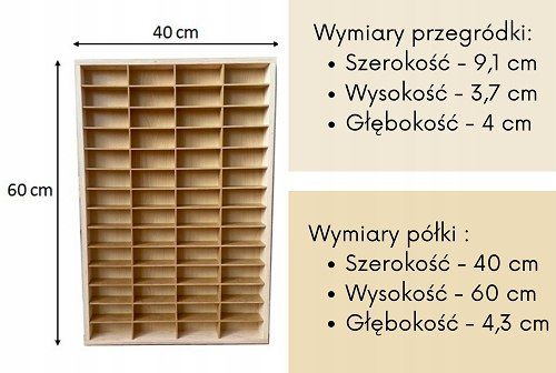 PIONOWA półka drewniana na resoraki HOT WHEELS na 56 autek