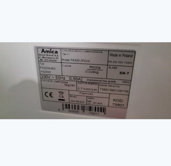 Półki do Chłodziarko zamrażarki Amica