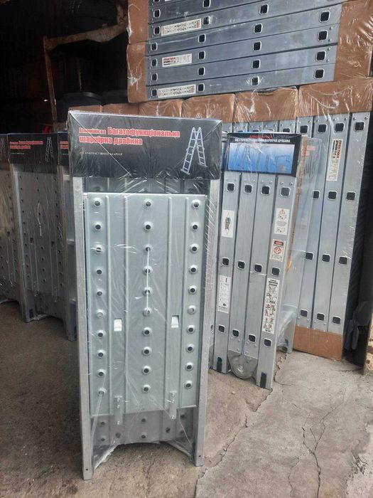 Лестница алюминиевая драбина трансформер WERK 4х3 з платформою