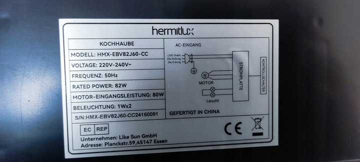 Silnik do okapu Hermitlux HMX-EBV82J60-CC 80W + LED + sterownik