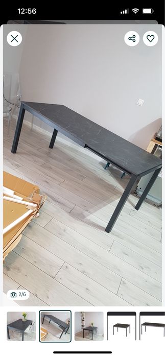 Wloski stol rozkladany Alberto  120-180x 80 czarny marmur IDEALNY