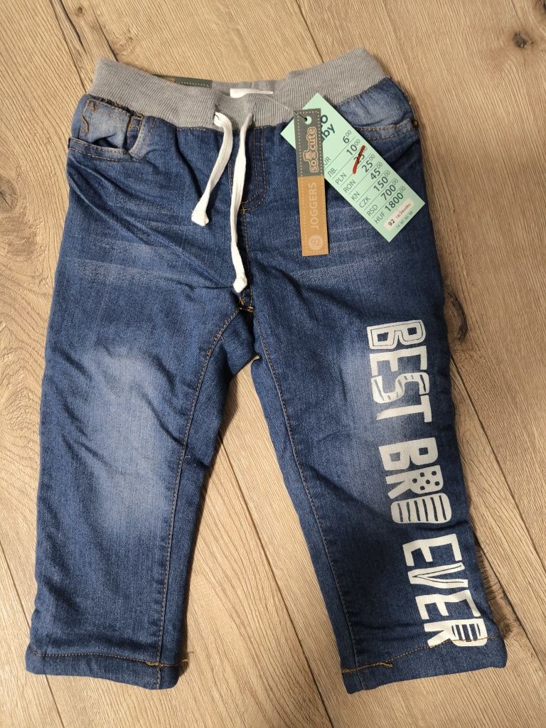 Joggers jeansy size 92 NOWE