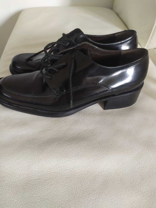 nowe, skórzane, czarne, włoskie buty eleganckie dla chłopca - komunia