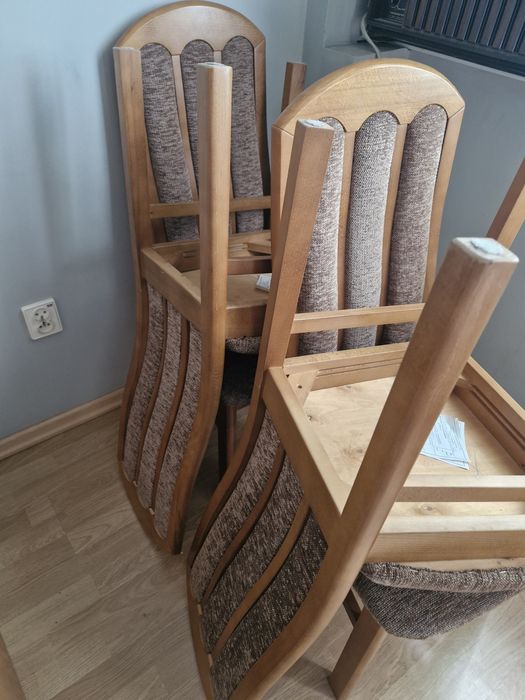 Krzesło tapicerowane 4 szt. drewniane