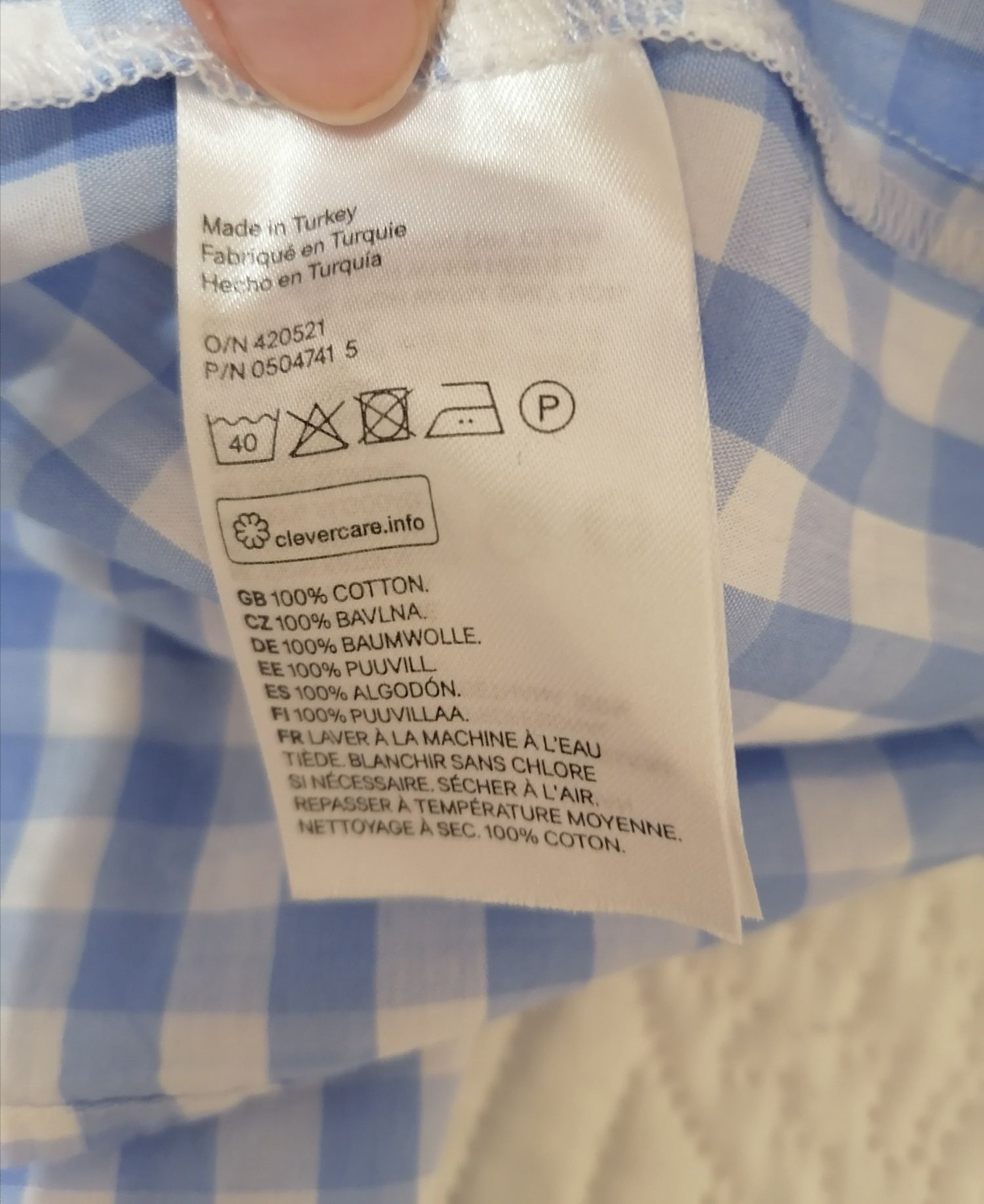 H&M 100% bawełna śliczna bluzka z długim ozdobnym rękawem biało błękit