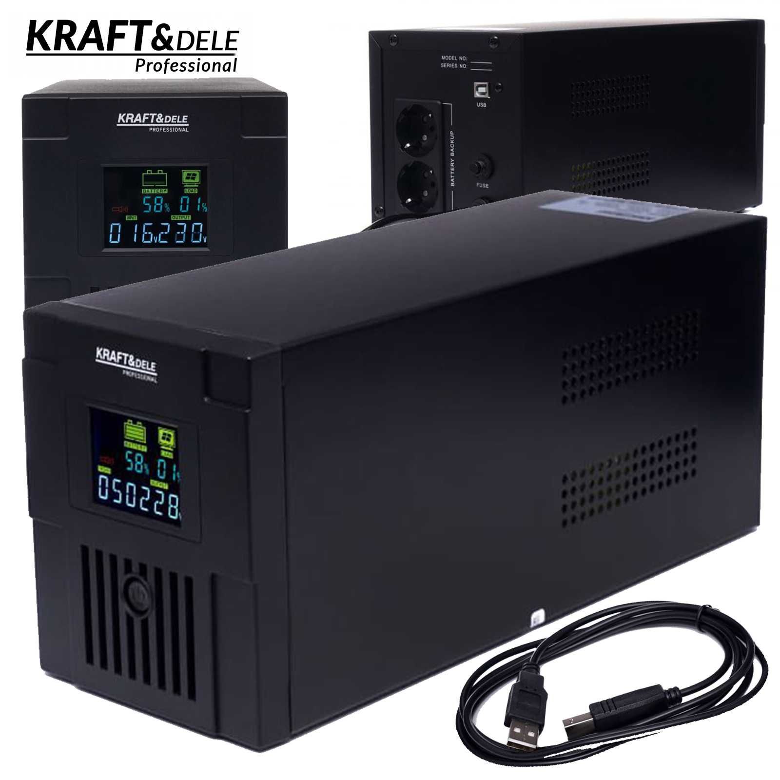 KRAFT&DELE Zasilacz Awaryjny Ups 2000va 1200w Bateria 9ah Lcd