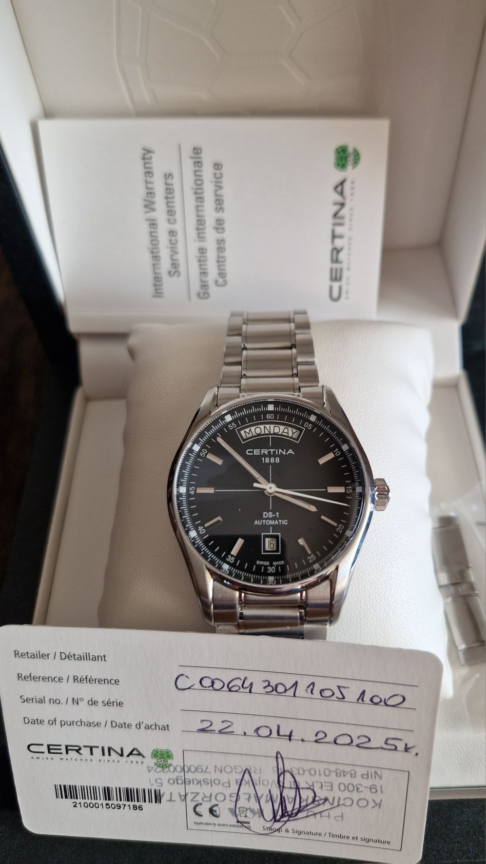 Zegarek Certina DS-1 day date automatic 39 mm