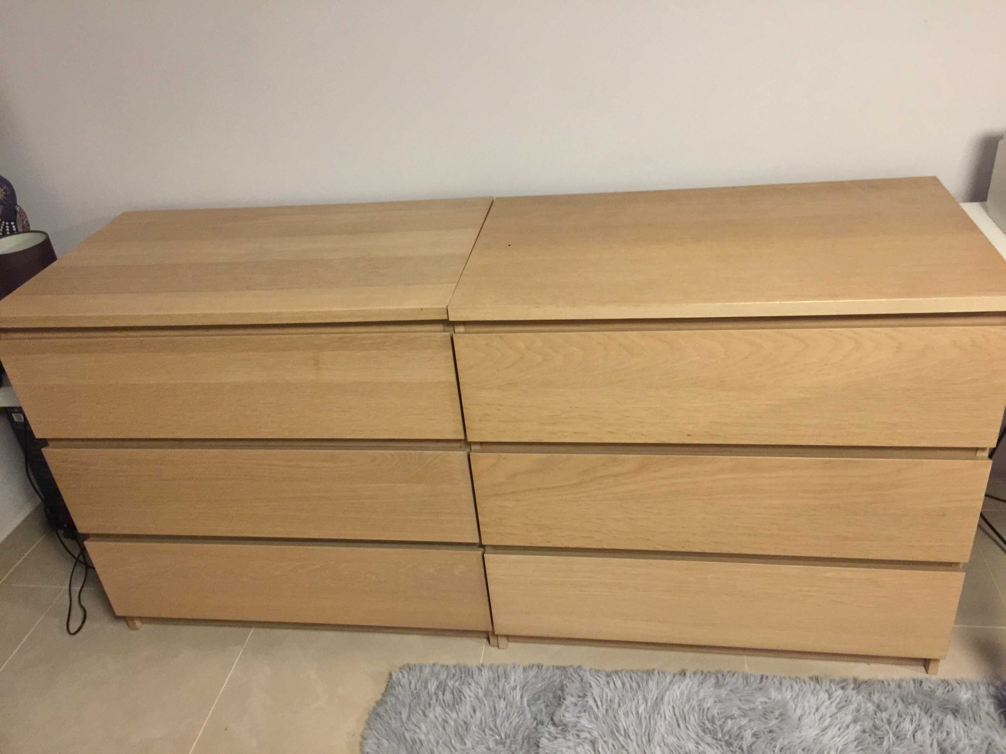 Komoda Ikea Malm dąb bielony 80cm, 3 szuflady dostepne 2 sztuki