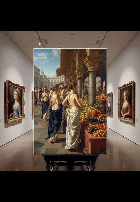 Obraz na płótnie - cykl "Na Targu" - wielkość 75cm x 108cm