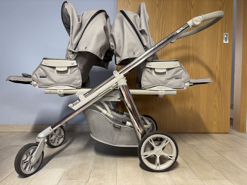 Carrinho duplo gemeos bebecar + ovo + bases isofix