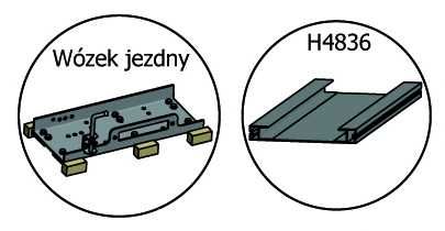 Wózek pod wyciągarkę 20000 LBS 9,1t. 6-ślizgów z prowadnicą alu 2100mm