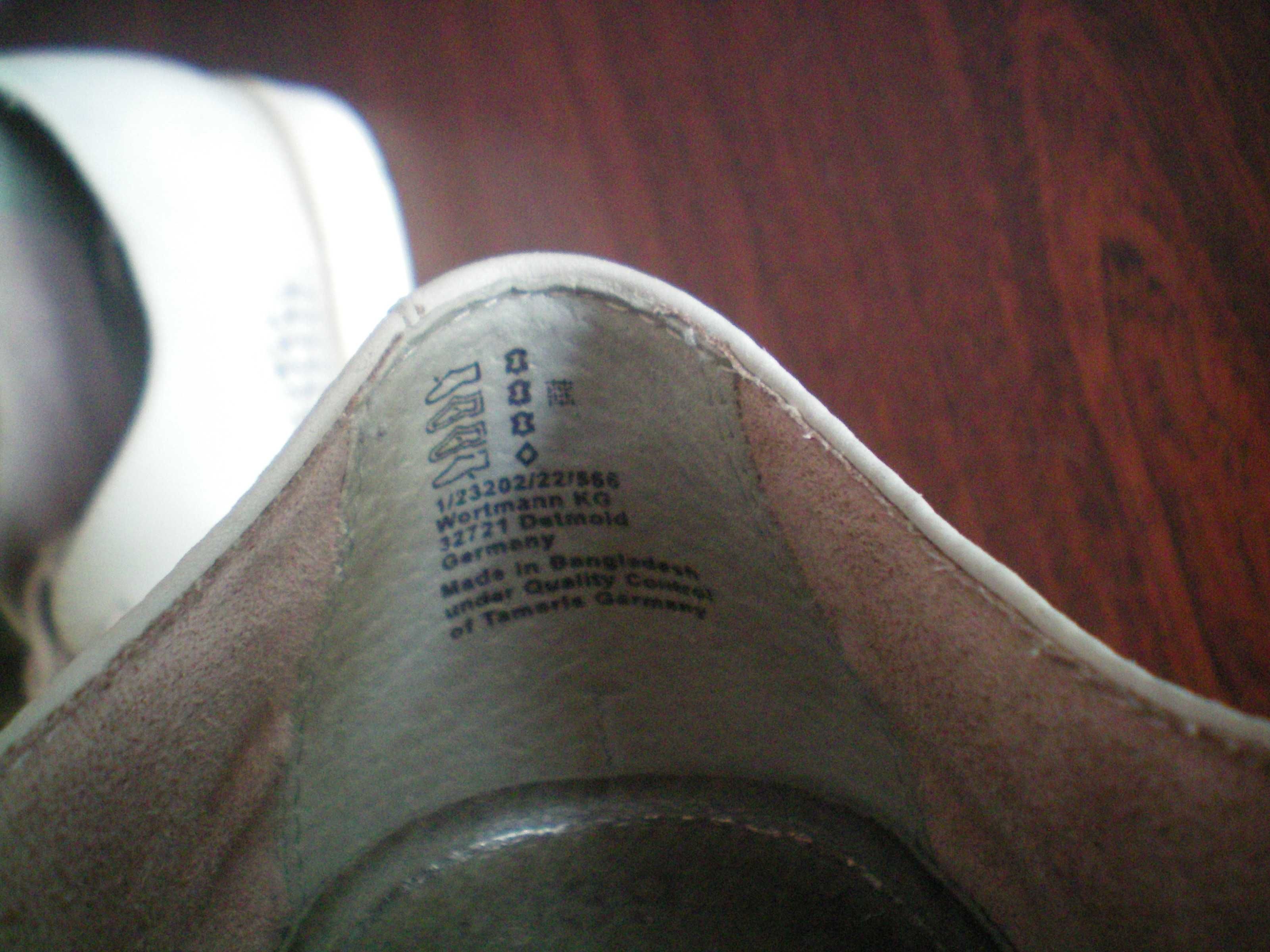 Мокасины кожаные Tamaris нубук уценка туфли стелька 25.5 с блеском