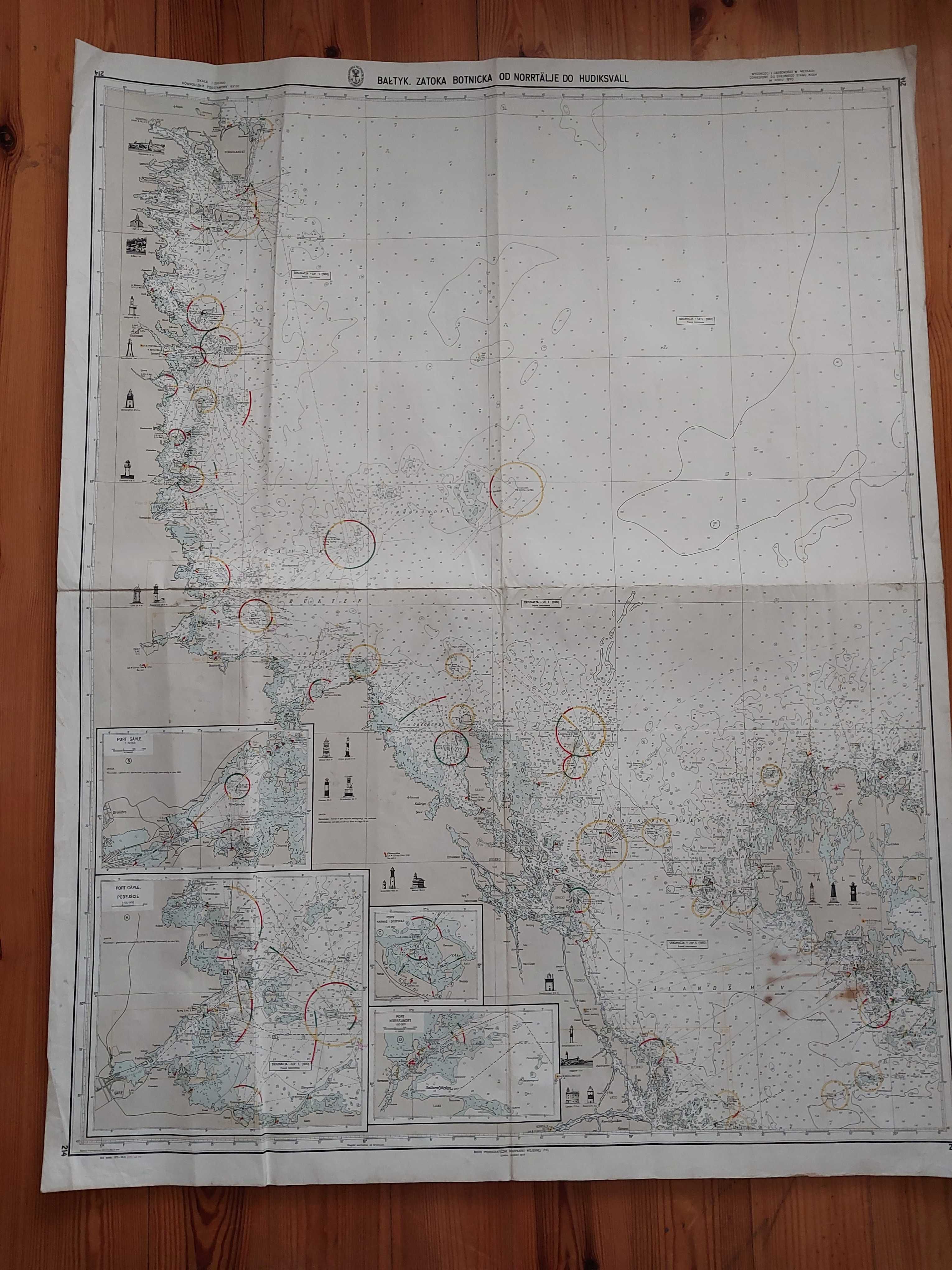 Mapa morska PRL1979: Bałtyk.Zatoka Botnicka od Norrtalje do Hudiksvall