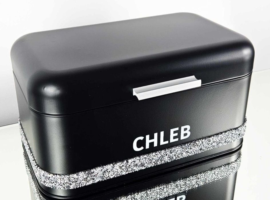 Czarny chlebak z pirytem srebrnym glamour