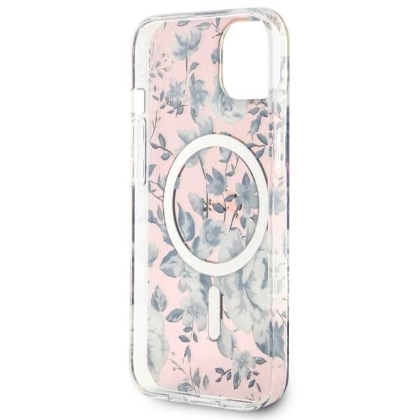 Etui Guess Flower MagSafe do iPhone 14 Plus 6.7", Różowy