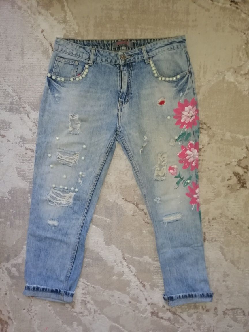 Джинсовая женская желетка, джинсовые рваные джинсы