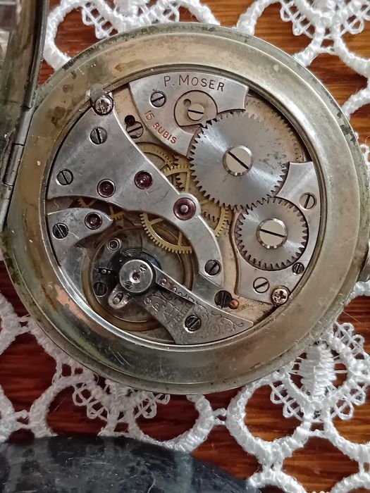 P. Moser stary kieszonkowy zegarek prod. szwajcarskiej