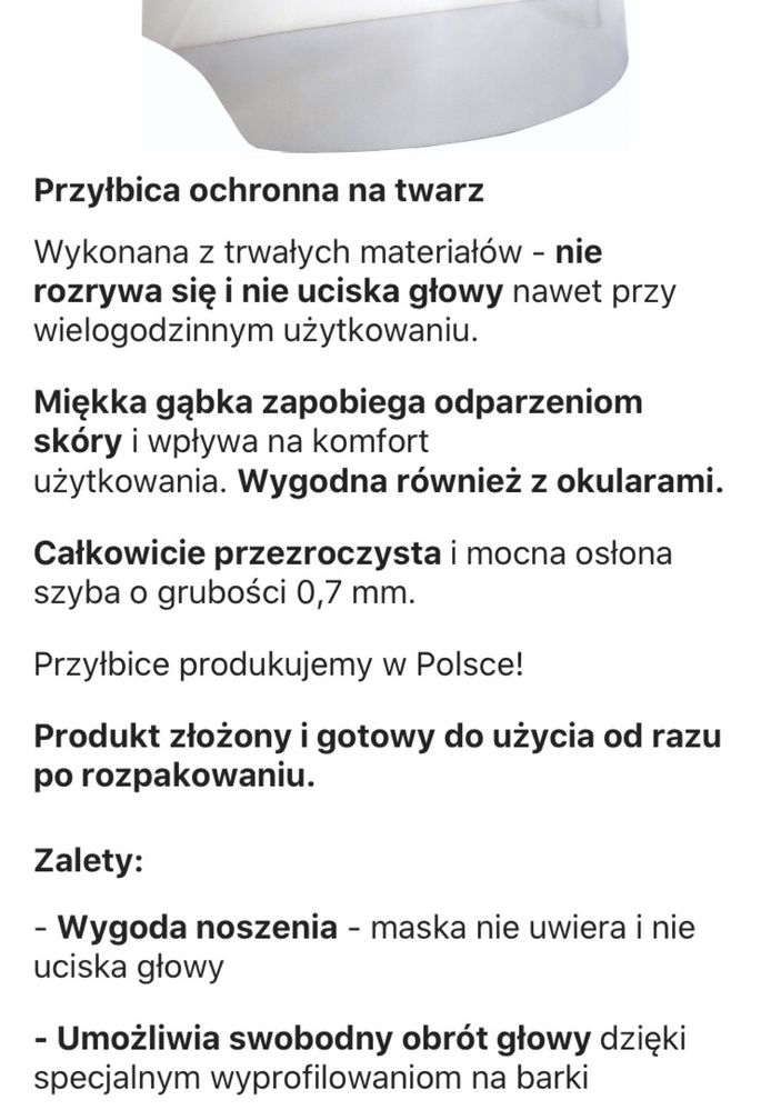 Przyłbica ochronna osłona twarzy nowa nowe