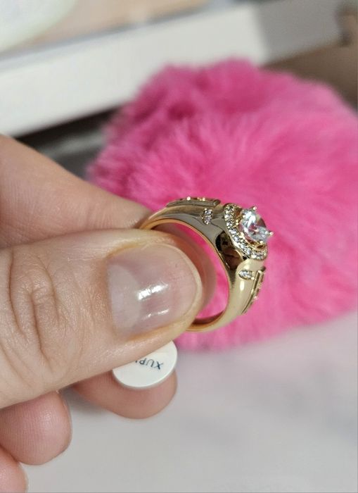 Pierścionek Złoty Xuping sygnet "grecki motyw " Stal 6 Usa