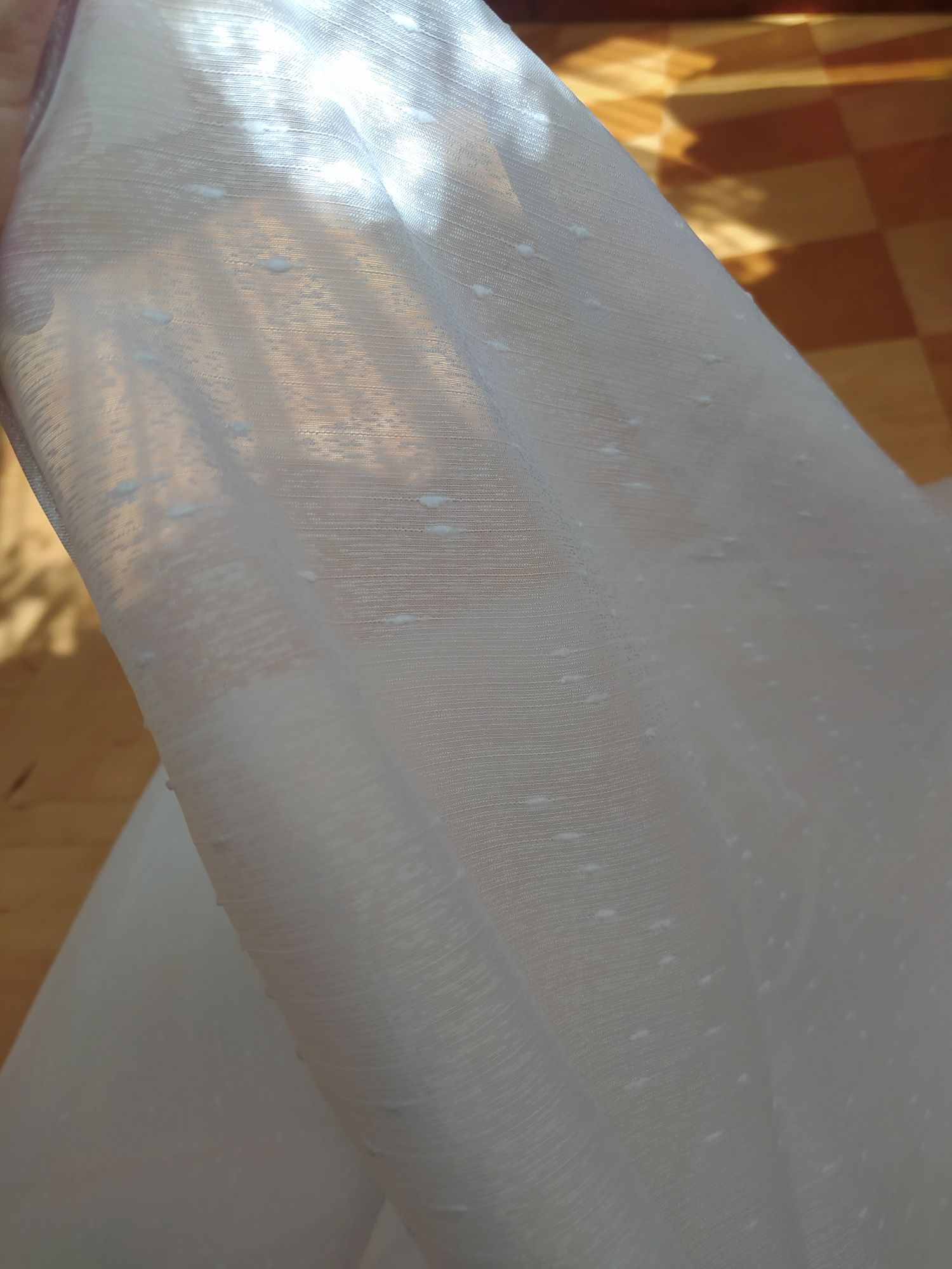 nowa biała firana matowa 159 x 400 cm w delikatny deszczyk z taśmą