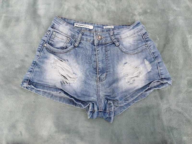 Zestaw paka crop top bluzka krótkie spodenki shorty szorty denim lato