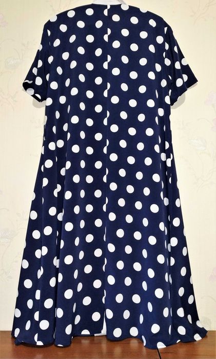 Платье женское  летнее синее в  горошек горох большой размер 60 б/у