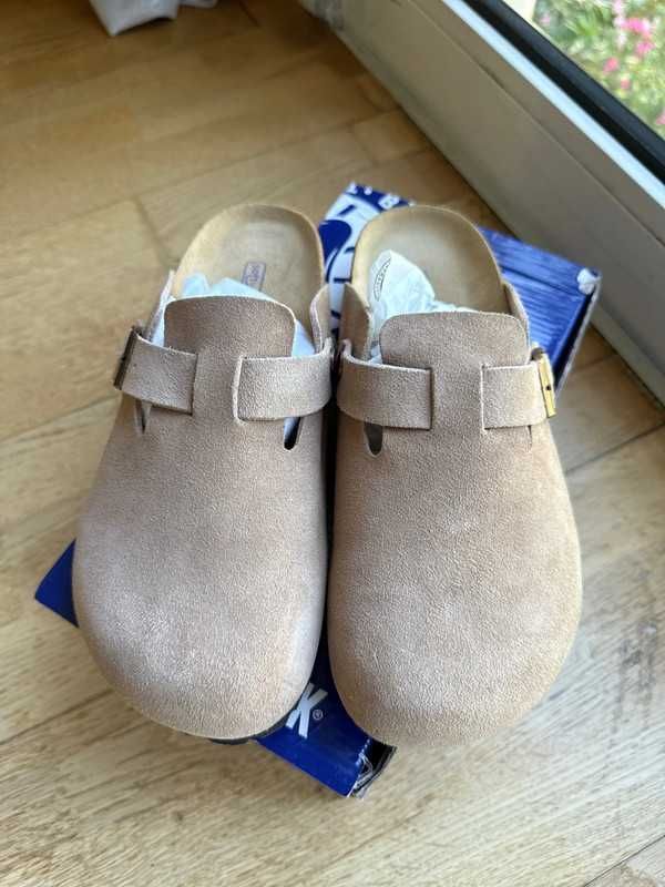 "Buty męskie i damskie" Birkenstock Szaro-brązowy chodaki Roz 38
